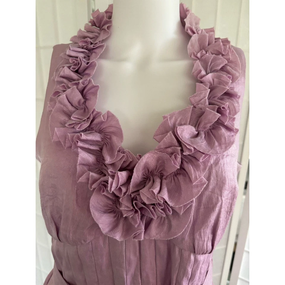 Maggy L Women’s Pink Ruffled Pleated Belted Cocktail Party Evening Dress Size 10 - Image 2 of 4