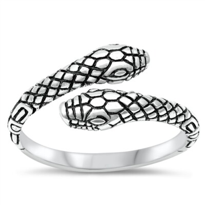 Snake Ring Genuine Sterling Silver 925 Oxidized Finish Height 7 mm Size 4 - 11