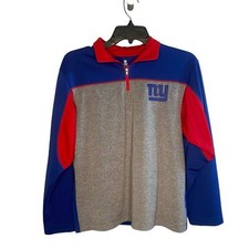 New York Giants Pullover Boys Size Large 12/14 NFL Team Apparel 1/4 Zip