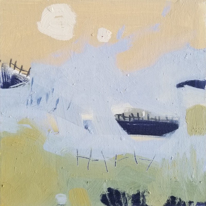 TWOBADARTISTS Unique Abstract Landscape Oil Painting Small Collectible Art 8x8
