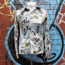 Vintage 70s DAVID ROBERTS Silky Disco  SHIRT   Dagger Collar Size Medium   923 B