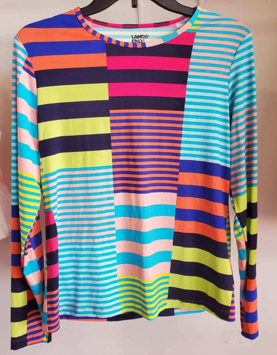 NWT Lands End Women's Elbow Sleeve Swim Tee UPF 50 Rashguard XXS Petite