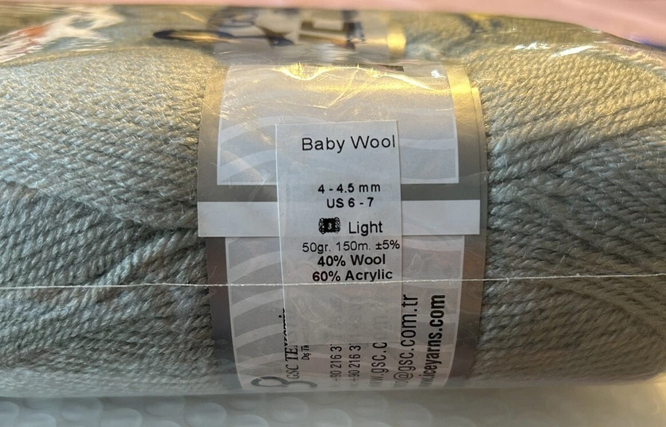 Paquete de 8 hilos de hielo lana de bebé, gris claro 40 % lana, 60 % acrílico Foto 3 de 4
