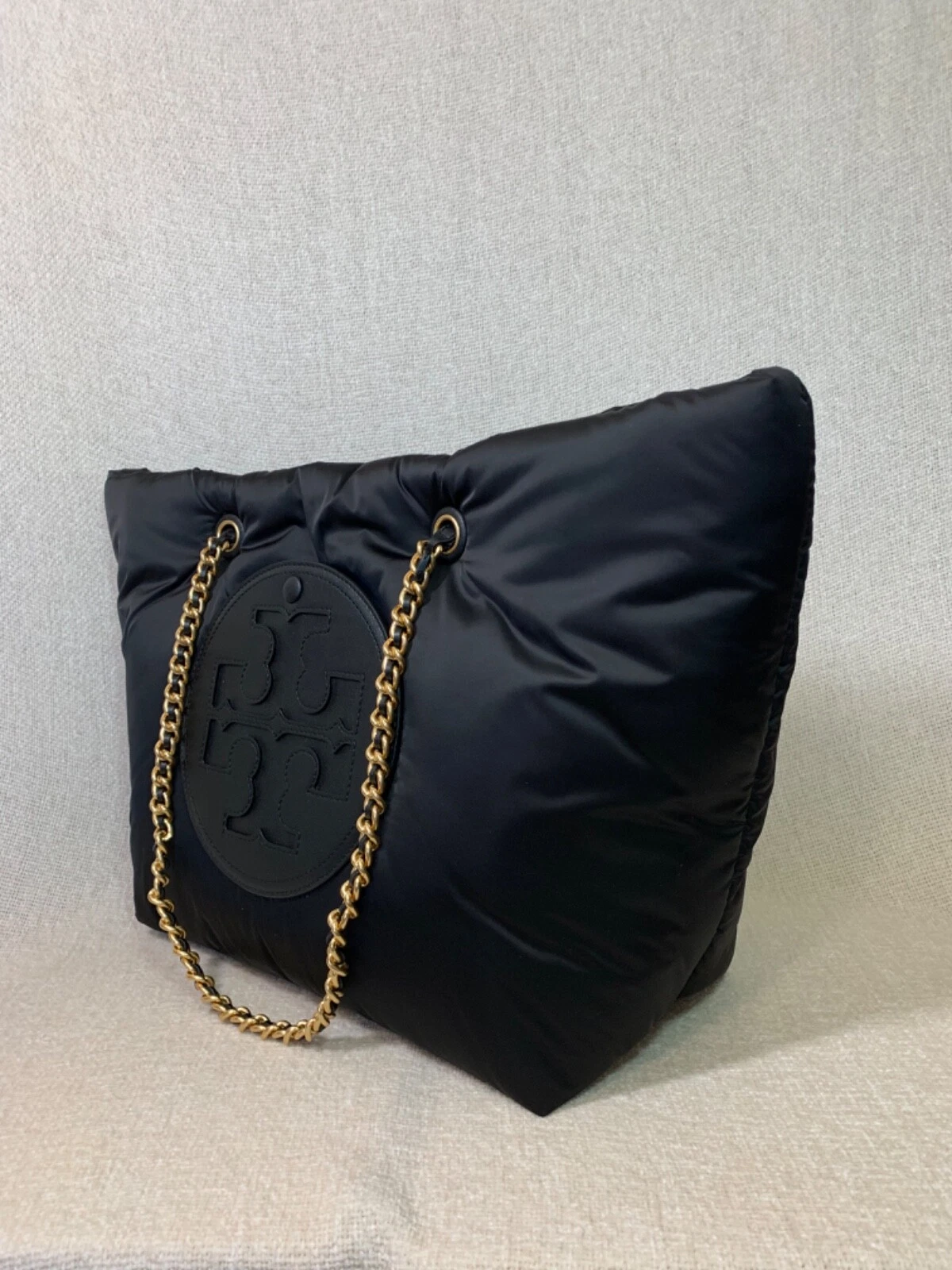 NUOVO Tory Burch Ella Puffer nero nylon catena borsa $348