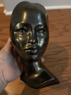 MCM Brown Glazed Bust Chalk Ware  Sculpture Vintage Vintage 60 main image 3
