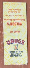 Matchcover USA Connecticut Willimantic Wilson's Pharmacy Drug Store