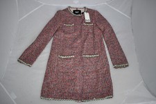 Dolce & Gabbana D&g Pink Boucle Tweed Chain Popper Jacket Trench Coat It40 Uk8