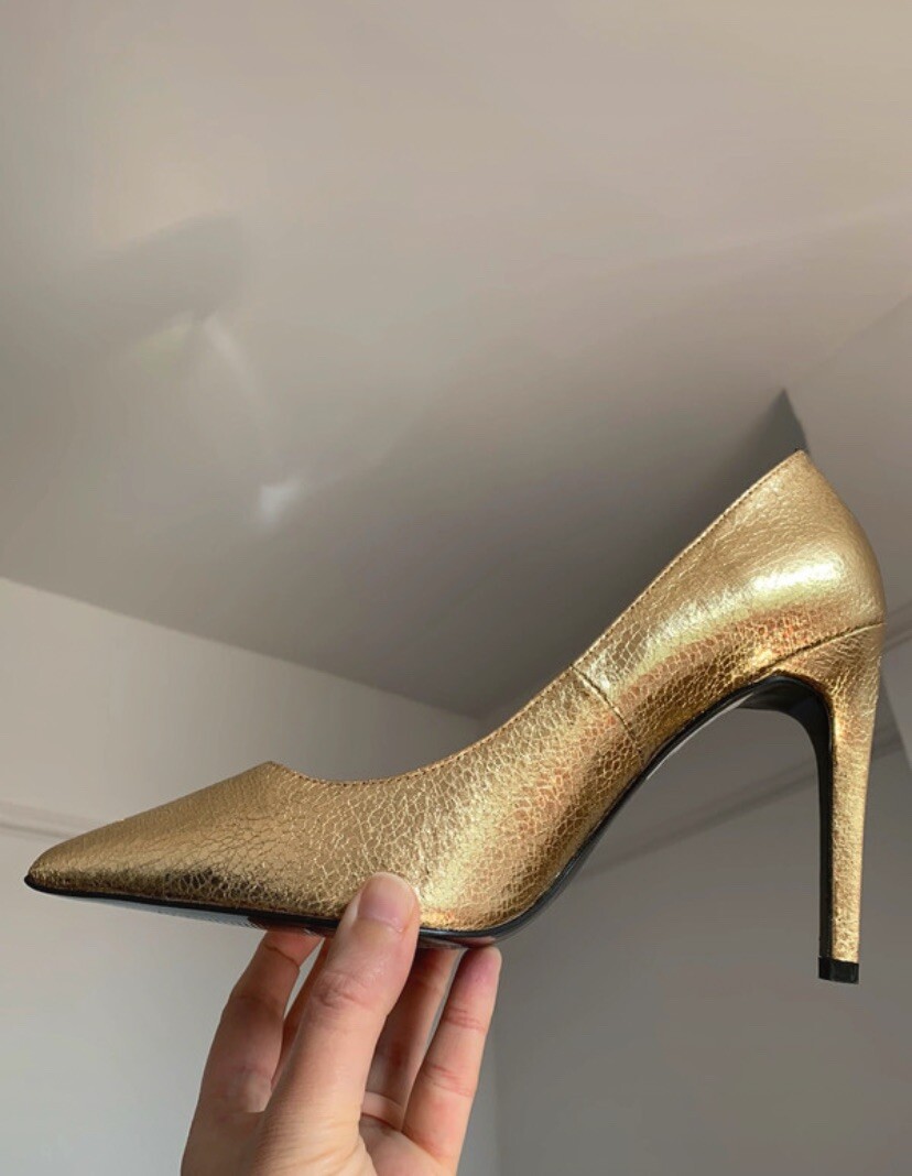 Topshop Grammer Womens UK EU 42 Gold High Heel Stiletto Pointed