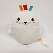 Bright Starts 6" White Seal Baby Crinkle Colorful Tags Toy Plush