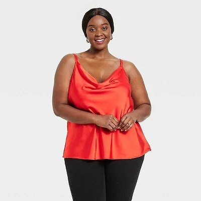 Women s Plus Size Satin Tank Top Ava Viv Red 4X eBay