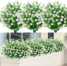 UV Resistant Artificial Flowers - 18 Bundles White Faux Plants for Outdoor Décor