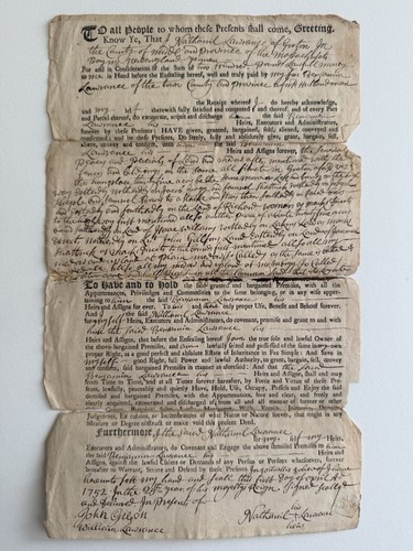 1752 Colonial Massachusetts Land Deed