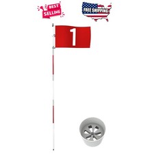 Golf Flag and Hole Cup 6ft Anti-Rust Fiberglass Flagstick for Backyard or Course