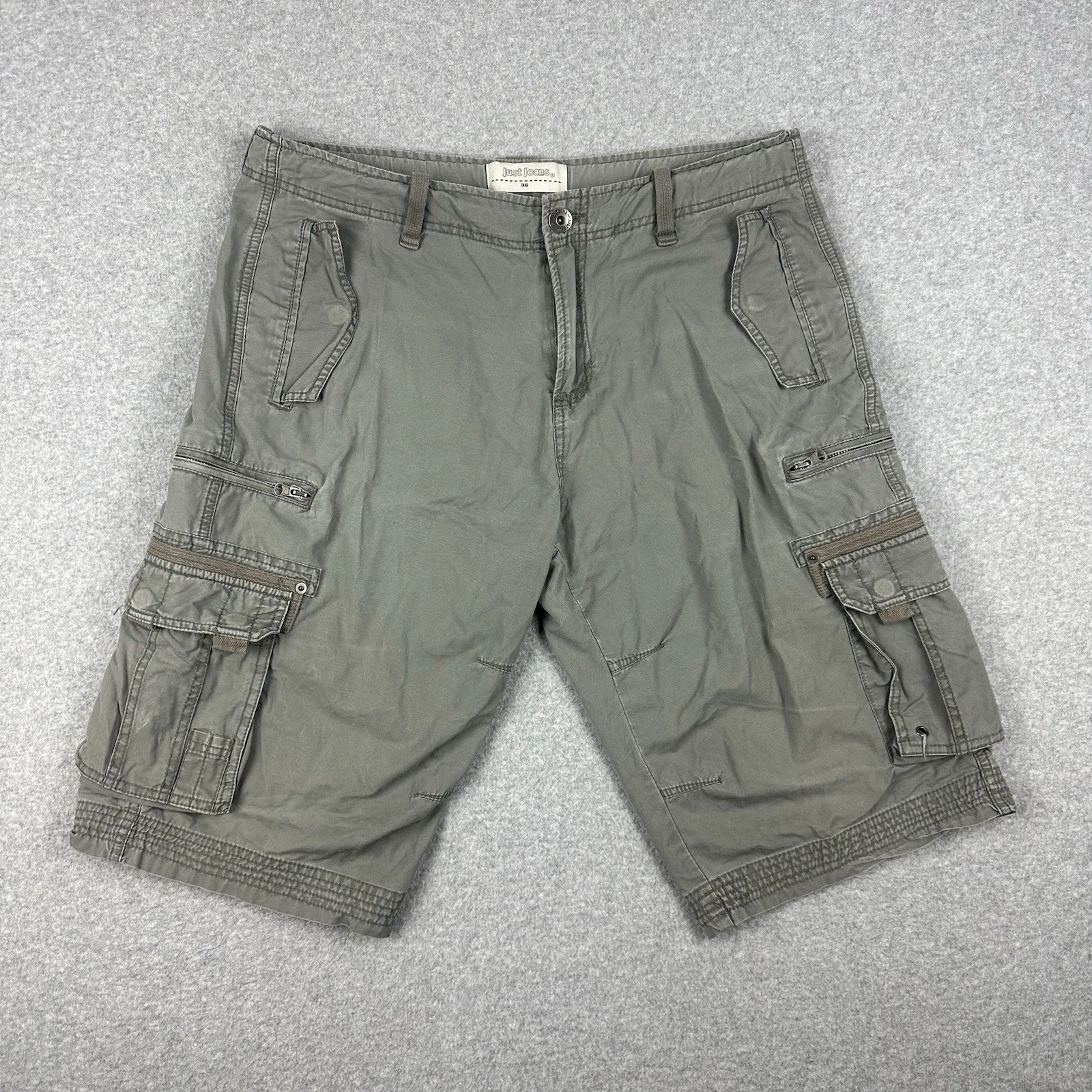 Just Jeans Men's Utility Cargo Shorts Size 36 Military Style Outdoors Hiking