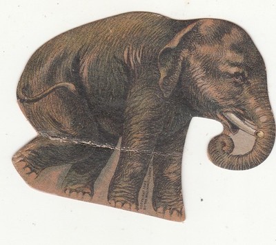 Willimantic Linen Thread ELEPHANT Die Cut Vict Card c1880s