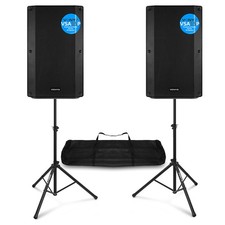 Vonyx VSA15P 15" Passive PA Speaker Set with Stands - Perfect for DJs