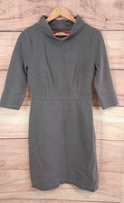 BODEN size 14L grey textured stand collar dress
