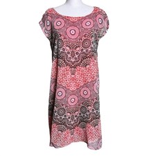 Dana Buchman Women's Dress Size S Pink/Brown Sleeveless Lined High-Low Shift