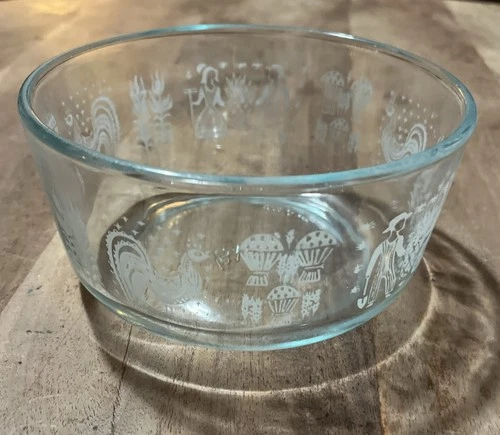 Pyrex Clear 1 QT Prep Bowl 7201 Amish Butter print Pattern