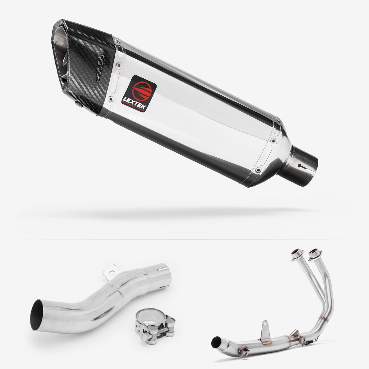 Lextek Stainless Steel SP4 Polished 300mm Exhaust System Silencer Chrome Rear