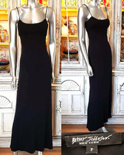 Betsey Johnson Slip Dress Vintage New York 90s Long Classic Black Beaded Maxi S