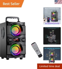 60W 80W Peak Portable Bluetooth Speaker with Double Subwoofer Heavy Bass, Blu...