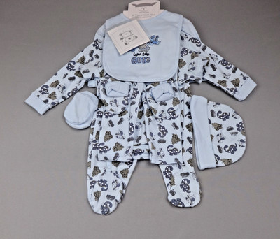 Bebe Bonito Baby Jungen 0-3 Monate 8-teiliges Geschenkset blau Dinosaurier Baumwolle neu Lätzchen