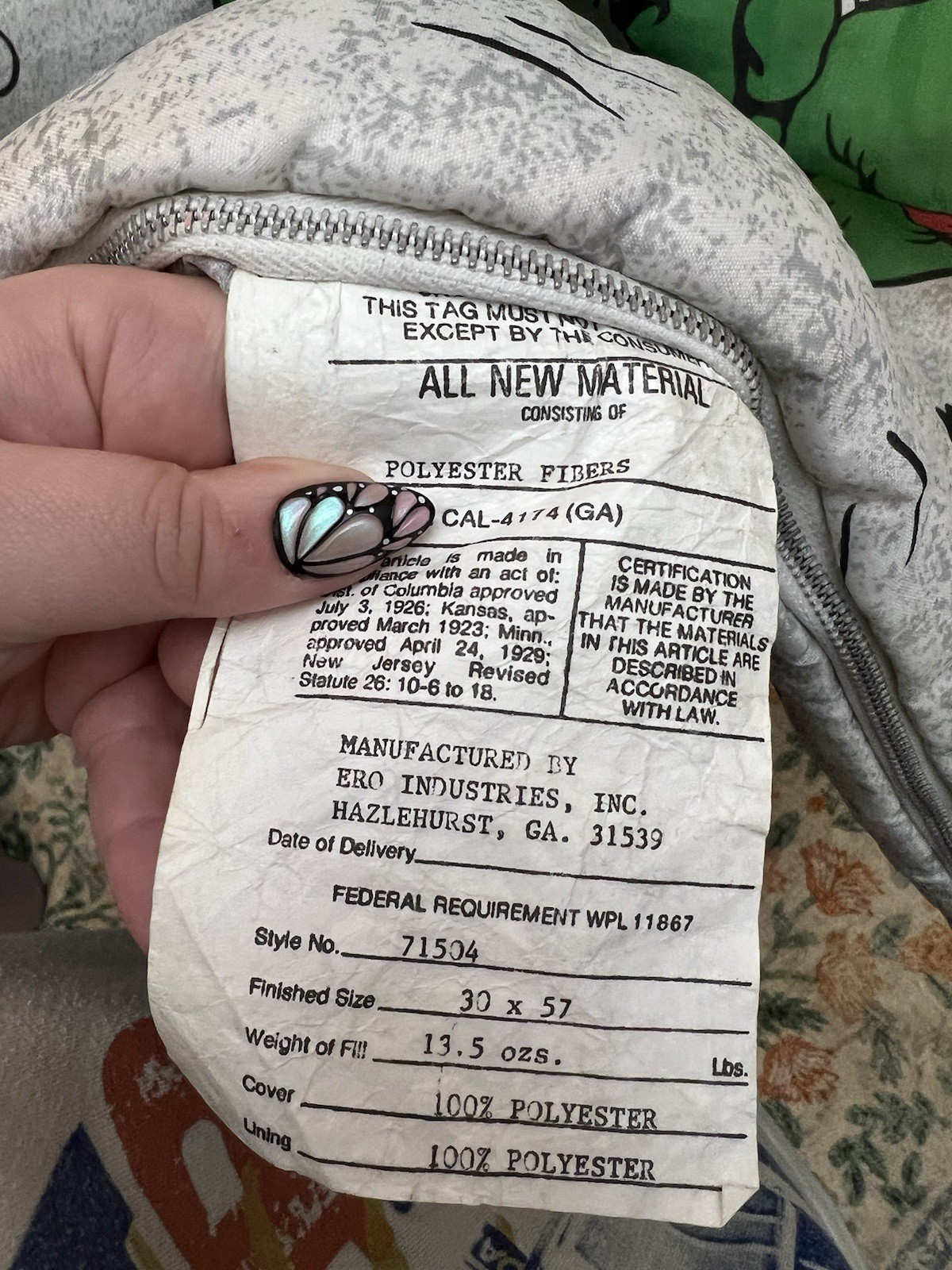 Vintage 1988 TMNT Mirage Studios Teenage Mutant Ninja Turtles Zip Sleeping Bag