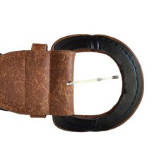 Women's unbranded brown braided stretch leather belt with leather buckle