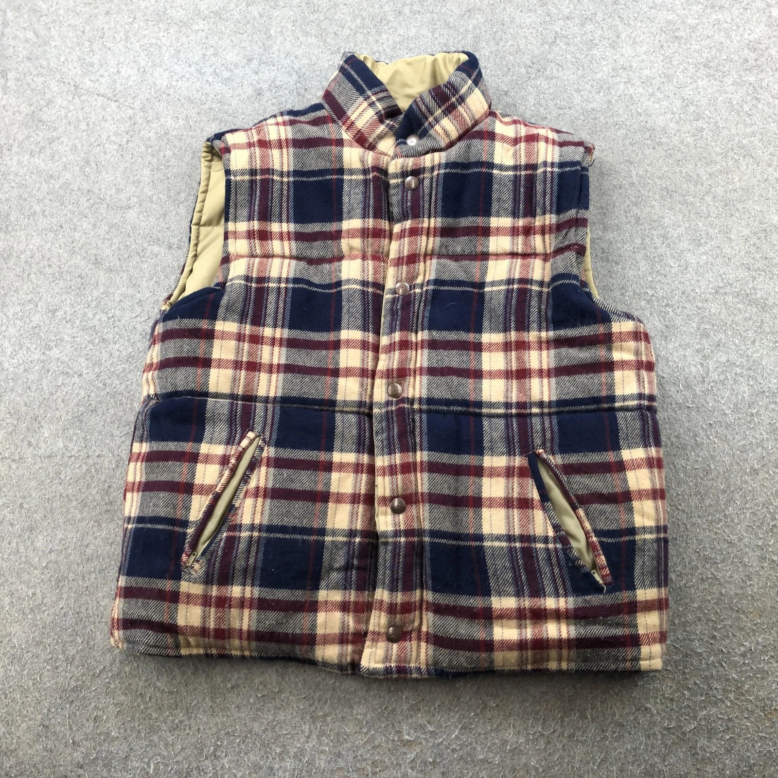 Vintage Appalachian Trail Vest Mens Medium Plaid Reversible Puffer Outdoor Warm