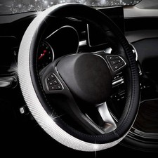 Full Sparkly Rhinestone car Steering Wheel Cover Universal Leather Steering W...