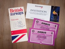 British Airways Ticket Folder / Lounge Invitation / Airbus Tickets..