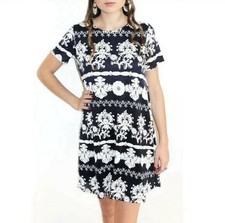 Show Me Your Mumu Floral Short Sleeve Mini Dress NEW Size Small Navy Blue