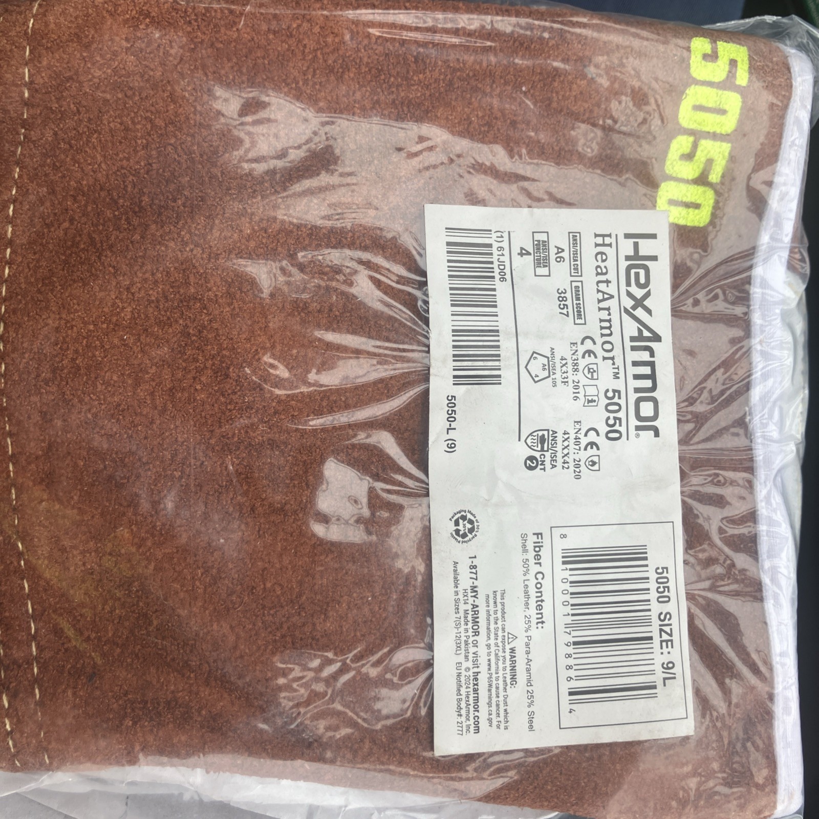 HexArmor Heavy Duty 5050 Leather Welding Gloves with Extreme Heat Protection New