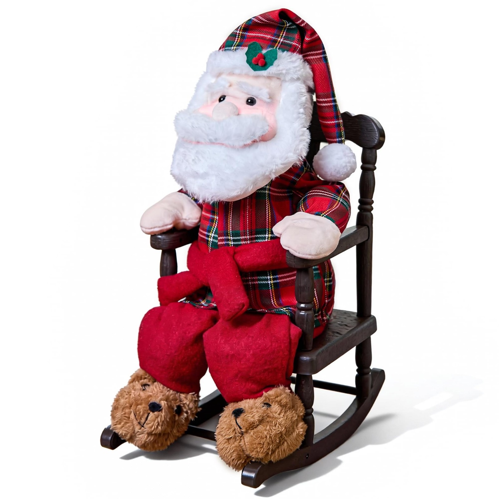 Christmas Animated Decoration Rocking Chair Santa Claus Plush, 18inch Talking...