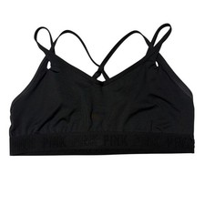 Victoria's Secret PINK Active Black Strappy VNeck Sports Bra XL Adjustable Strap