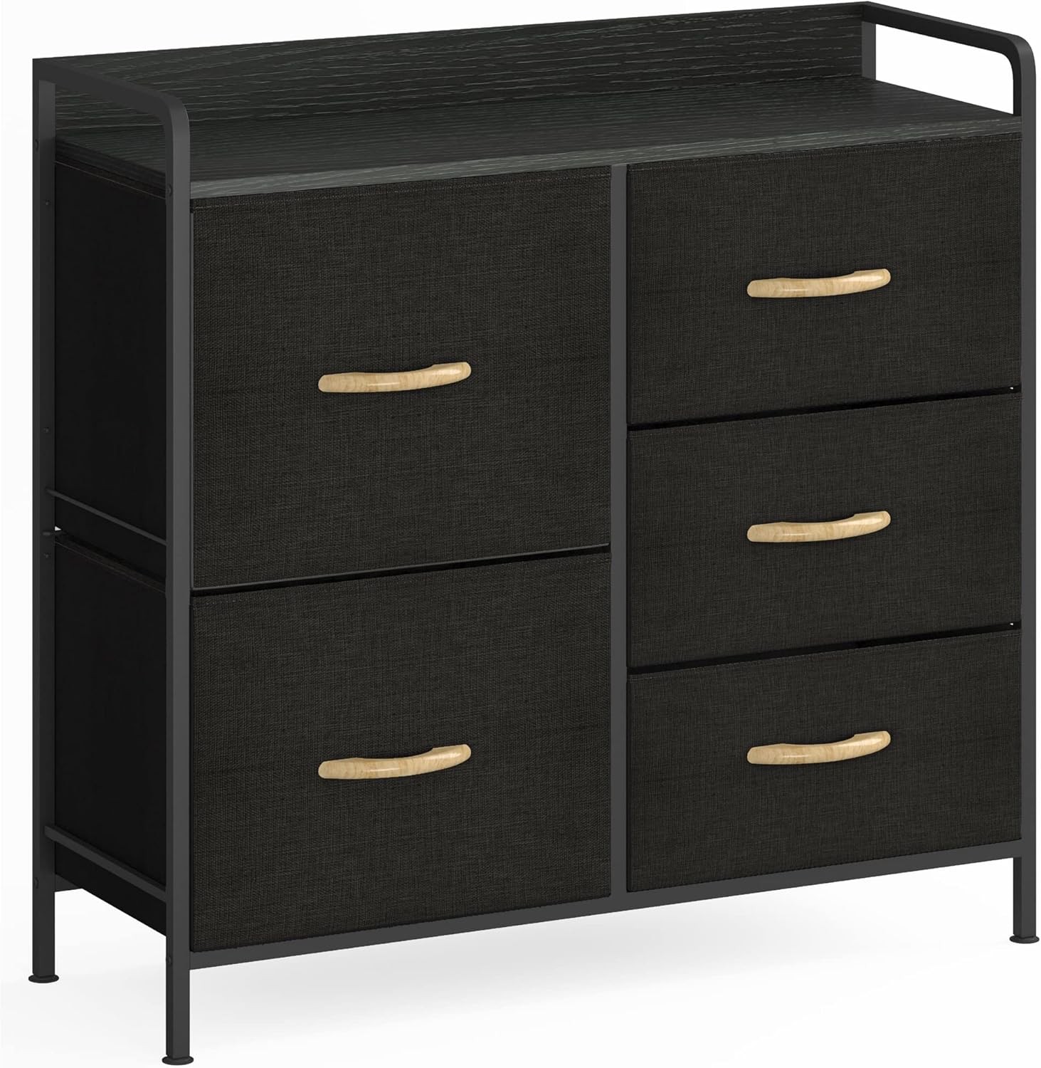 КОМОД ДЛЯ ХРАНЕНИЯ JSUNGO С ВЫДВИЖНЫМИ ЯЩИКАМИ, ПОРТАТИВНЫЙ КОМОД НА 5 ЕДИНИЦ - ЧЕРНЫЙ