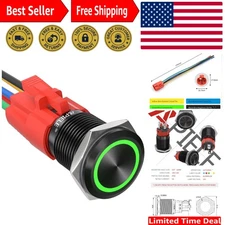 Elegant 16mm Latching Switch - 12V DC with Green LED for Easy Installation