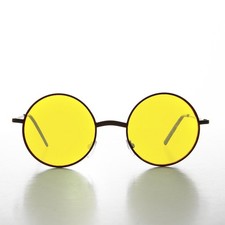Black Round Yellow Lens Sunglasses - Tipsy