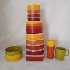 Mixed Lot of 30 Vintage Harvest Colors Tupperware Good Overall Condition