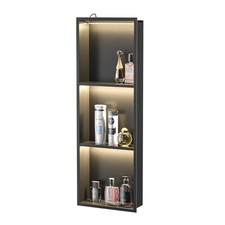 Bernkot Stainless Steel Led Shower Niche Black 36" X 12" No Tile Needed