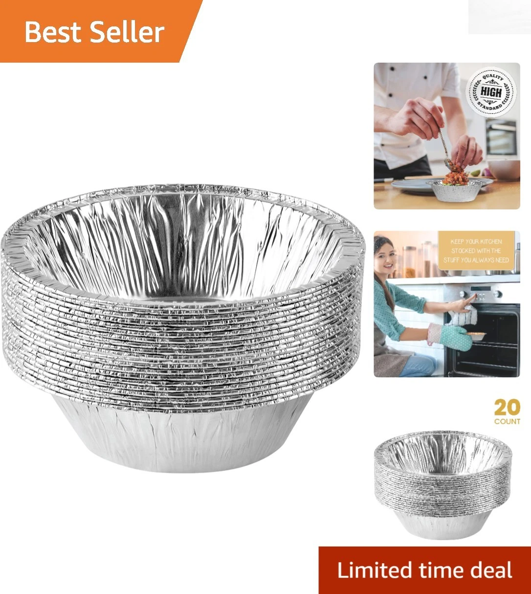 Effortless Baking with 20 Durable 6-Inch Round Tin Foil Cake Pans, Pack of 20