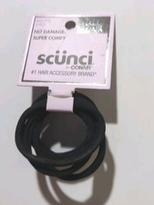 Scunci No Damage Super Comfy Hosiery Ponytailer Hair Tie Elastics Black, 6-Pack