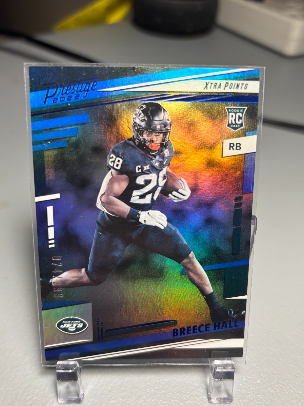 2022 Panini Prestige - Rooke Breece Hall #313 Xtra Points Premium Blue /299 (RC)