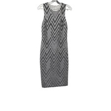 Calvin Klein Womens Chevron Midi Sheath Dress Sleeveless Black/White Size 8