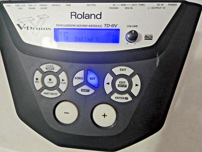 Roland TD-6V Drum Module w/mounting plate, cable snake, power supply.