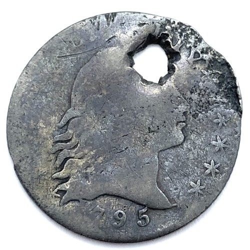 1795 H10C Flowing Hair Silver Half Dime: Holed