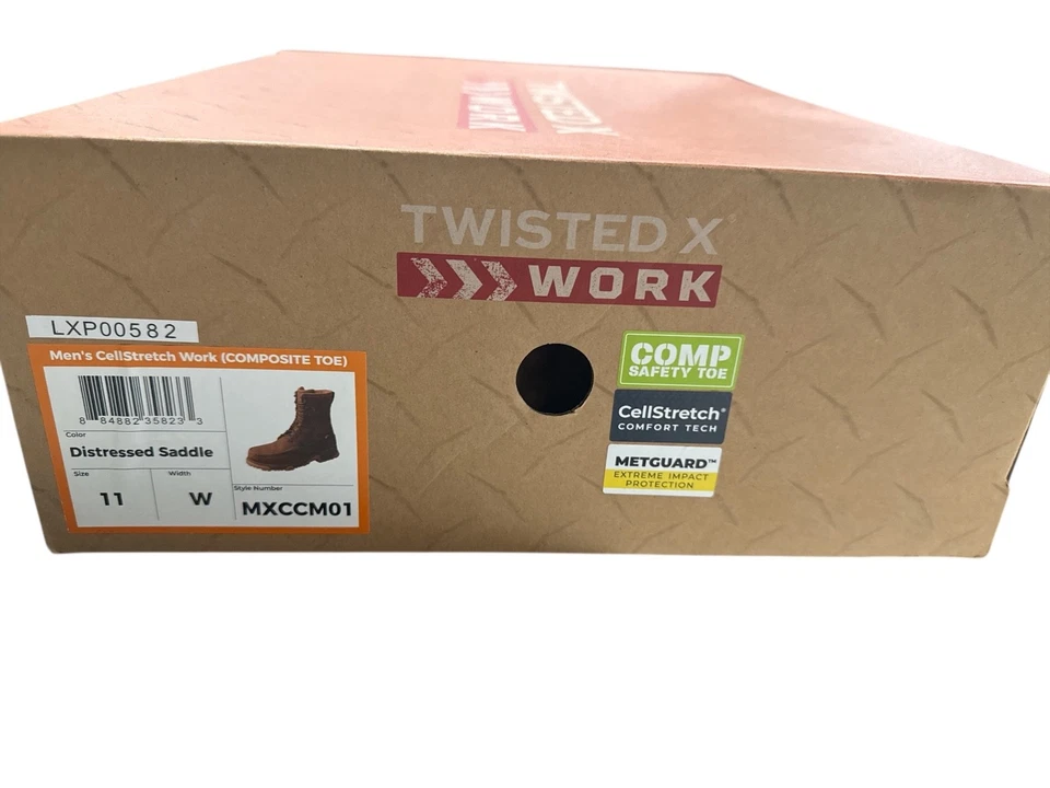 Twisted X Work Boots MXCCM01 Distressed Saddle 11W Composite Toe NEW - Image 2 of 4
