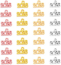 2026 Year Charms 40 PCS Metal Year Number Pendant for Jewelry Making DIY Neckl