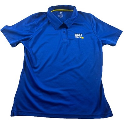 Best Buy Womens Shirt Top Size Large Blue Embroidered Employee Uniform Polo